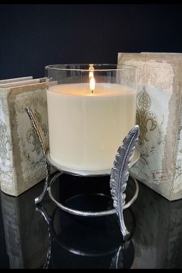 7"x7"x7" AVIARY SILVER FINISH METAL CANDLE HOLDER [901390]